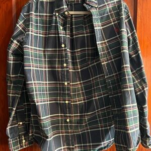 Ralph Lauren Navy and Green Plaid Shirt
